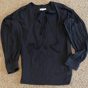 Treasure & Bond Black Billowy Blouse with Tie Detail